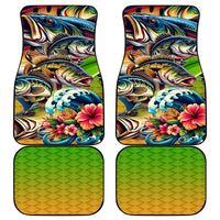 Bass Fishing Car Mats Tropical Explosion Angler Design - Wonder Print Shop