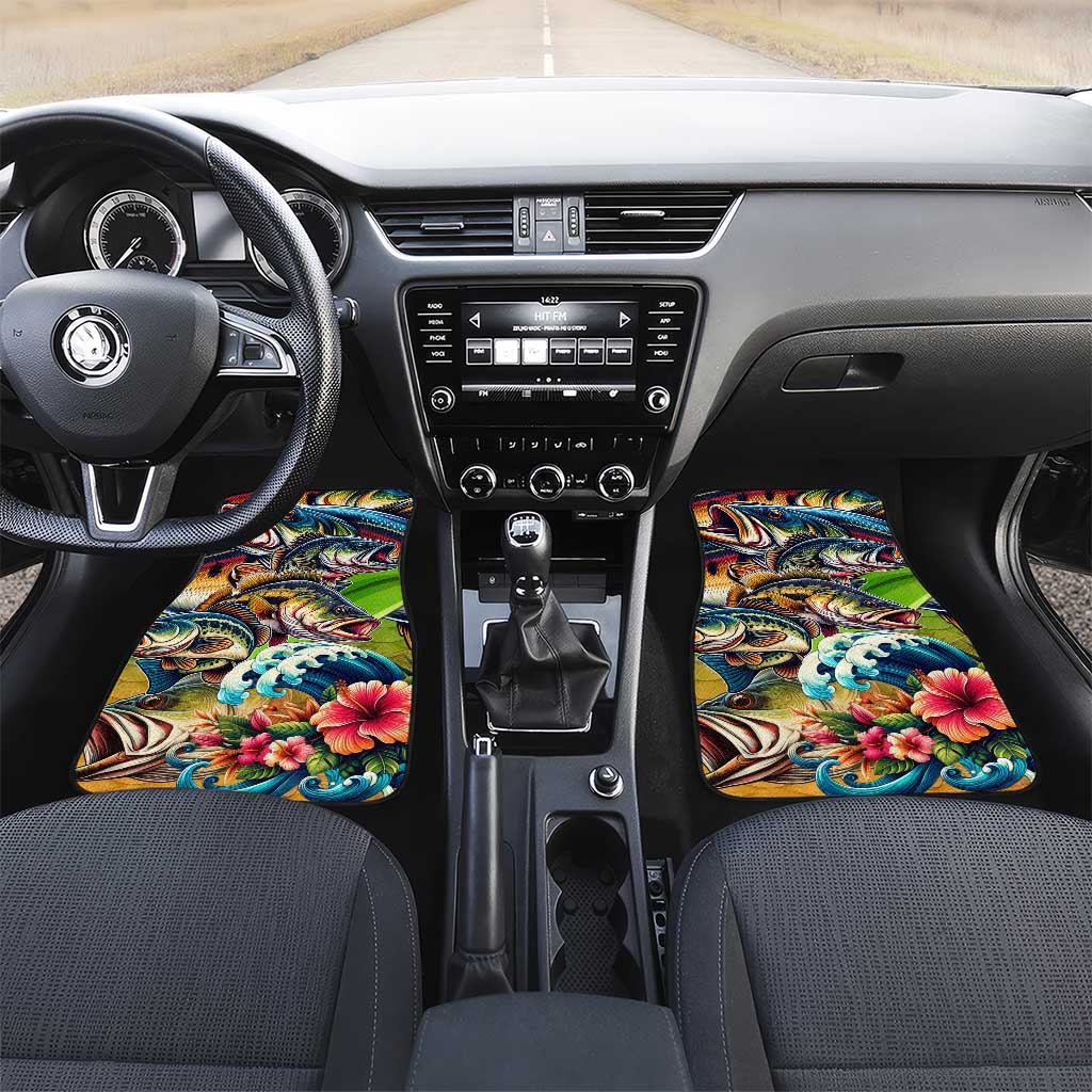 Bass Fishing Car Mats Tropical Explosion Angler Design - Wonder Print Shop