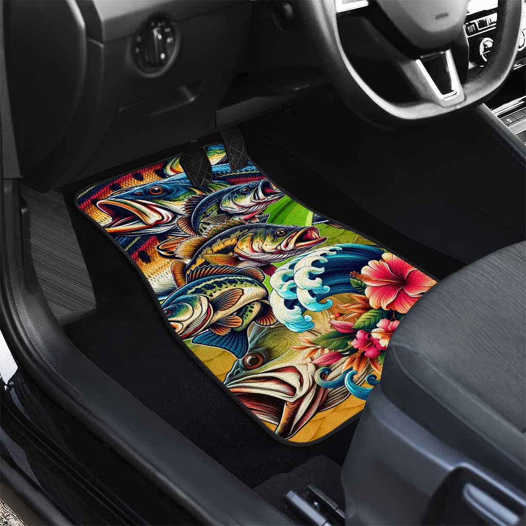 Bass Fishing Car Mats Tropical Explosion Angler Design - Wonder Print Shop