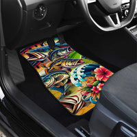 Bass Fishing Car Mats Tropical Explosion Angler Design - Wonder Print Shop