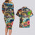 Bass Fishing Couples Matching Long Sleeve Bodycon Dress and Hawaiian Shirt Tropical Explosion Angler Design - Wonder Print Shop