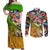 Bass Fishing Couples Matching Off Shoulder Maxi Dress and Long Sleeve Button Shirt Tropical Explosion Angler Design - Wonder Print Shop