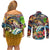 Bass Fishing Couples Matching Off Shoulder Short Dress and Long Sleeve Button Shirt Tropical Explosion Angler Design - Wonder Print Shop