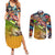 Bass Fishing Couples Matching Summer Maxi Dress and Long Sleeve Button Shirt Tropical Explosion Angler Design - Wonder Print Shop