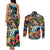 Bass Fishing Couples Matching Tank Maxi Dress and Long Sleeve Button Shirt Tropical Explosion Angler Design - Wonder Print Shop