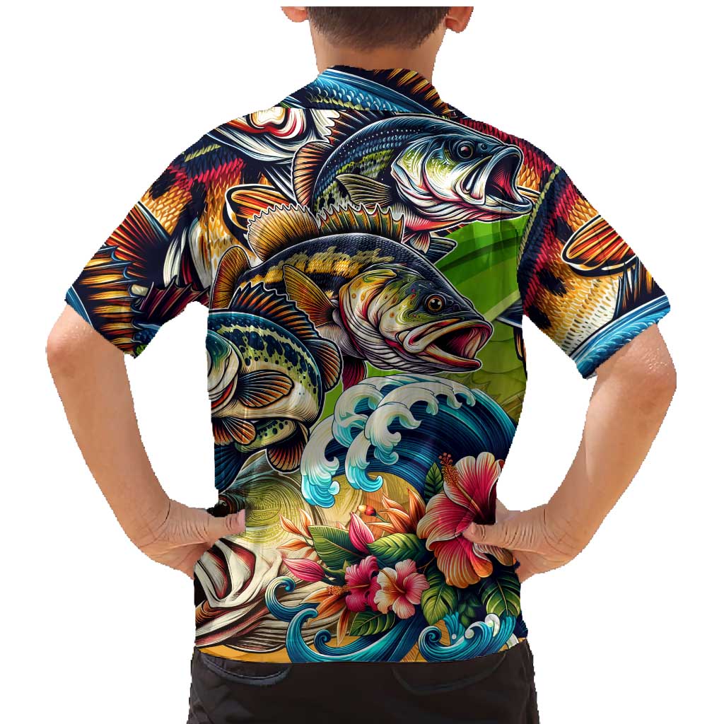 Bass Fishing Family Matching Mermaid Dress and Hawaiian Shirt Tropical Explosion Angler Design - Wonder Print Shop