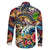 Bass Fishing Family Matching Off The Shoulder Long Sleeve Dress and Hawaiian Shirt Tropical Explosion Angler Design - Wonder Print Shop