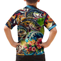 Bass Fishing Family Matching Off Shoulder Maxi Dress and Hawaiian Shirt Tropical Explosion Angler Design - Wonder Print Shop