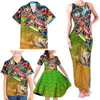 Bass Fishing Family Matching Tank Maxi Dress and Hawaiian Shirt Tropical Explosion Angler Design - Wonder Print Shop