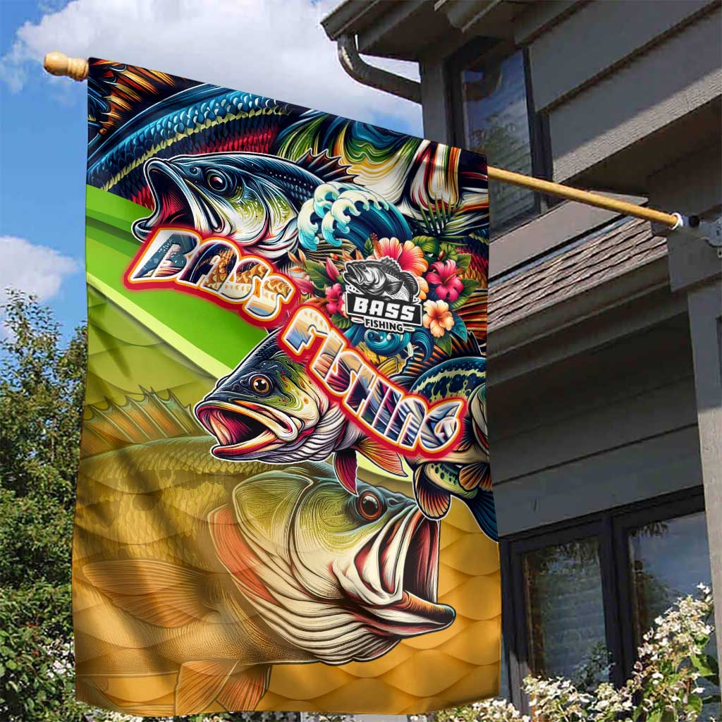 Bass Fishing Garden Flag Tropical Explosion Angler Design - Wonder Print Shop