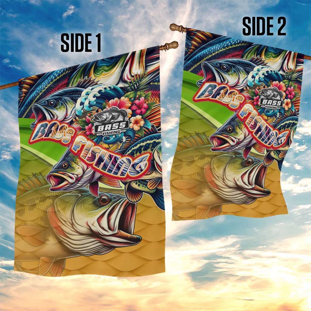 Bass Fishing Garden Flag Tropical Explosion Angler Design - Wonder Print Shop