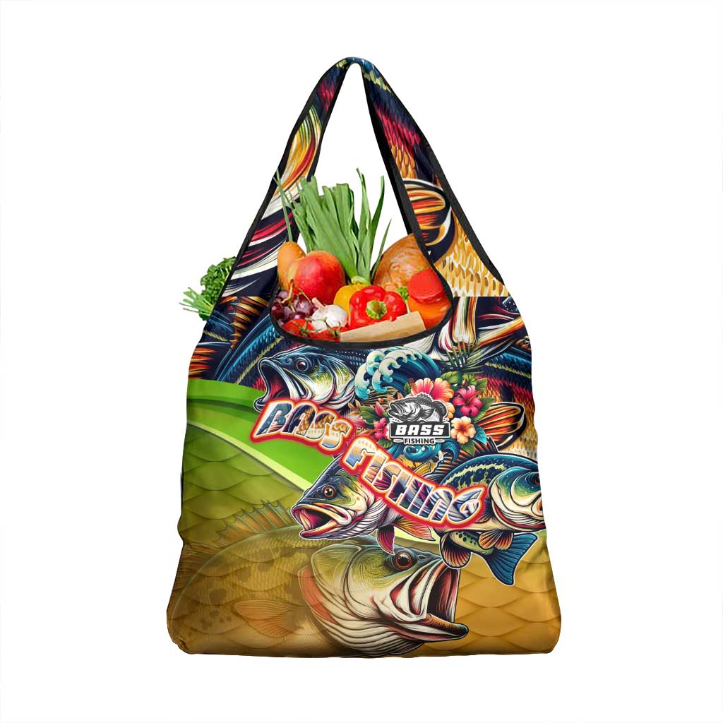 Bass Fishing Grocery Bag Tropical Explosion Angler Design - Wonder Print Shop