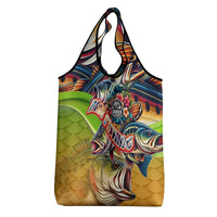 Bass Fishing Grocery Bag Tropical Explosion Angler Design - Wonder Print Shop