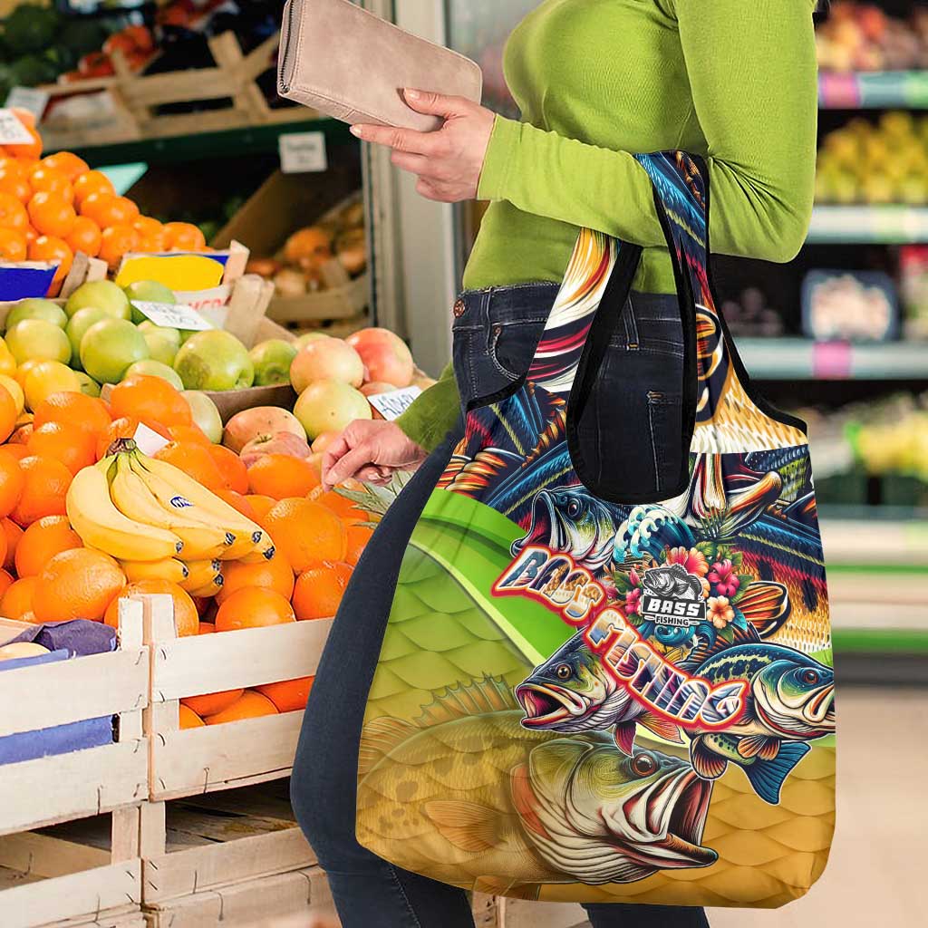Bass Fishing Grocery Bag Tropical Explosion Angler Design - Wonder Print Shop
