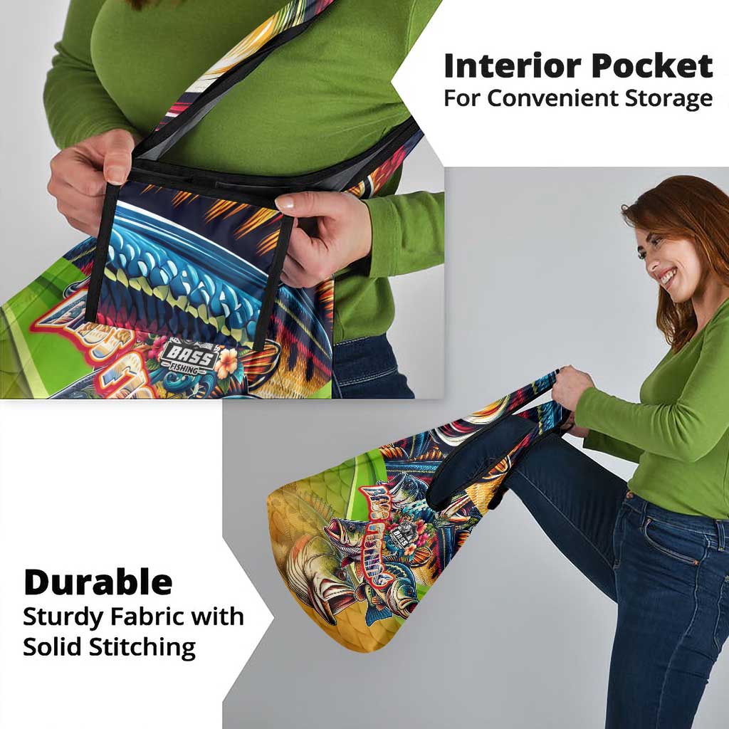 Bass Fishing Grocery Bag Tropical Explosion Angler Design - Wonder Print Shop