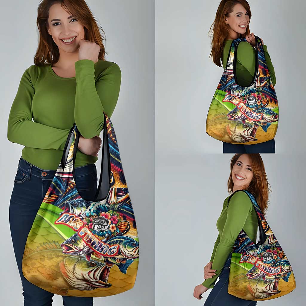 Bass Fishing Grocery Bag Tropical Explosion Angler Design - Wonder Print Shop
