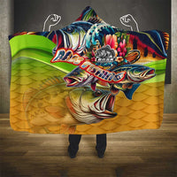 Bass Fishing Hooded Blanket Tropical Explosion Angler Design - Wonder Print Shop