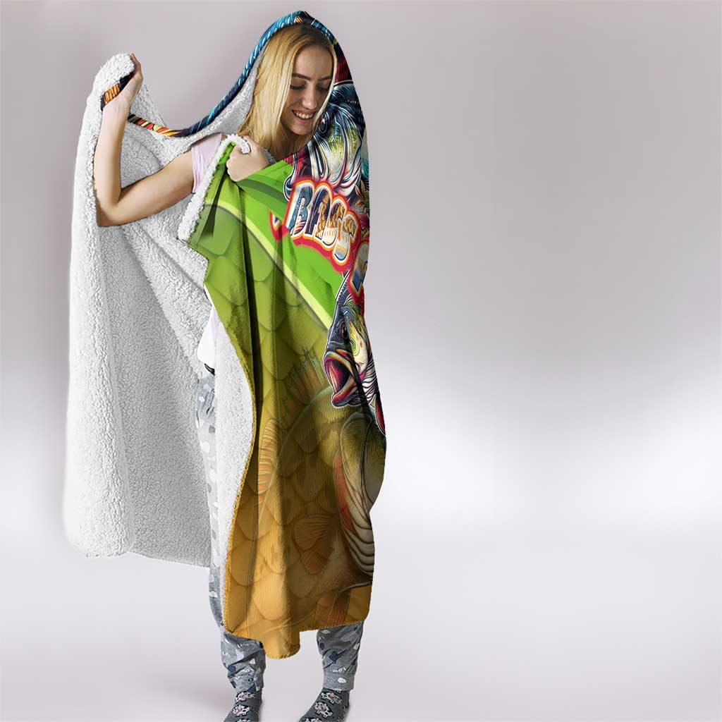 Bass Fishing Hooded Blanket Tropical Explosion Angler Design - Wonder Print Shop