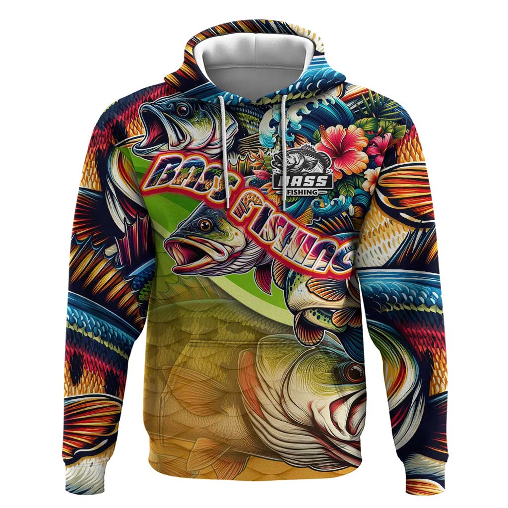 Bass Fishing Hoodie Tropical Explosion Angler Design - Wonder Print Shop