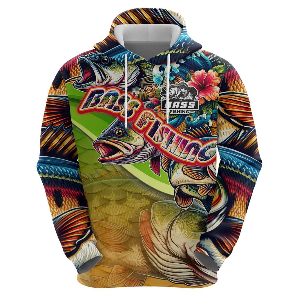 Bass Fishing Hoodie Tropical Explosion Angler Design - Wonder Print Shop