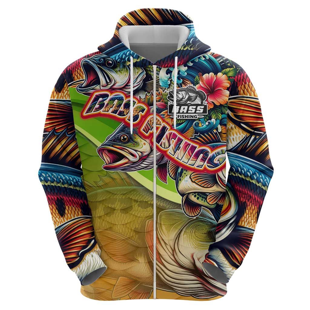 Bass Fishing Hoodie Tropical Explosion Angler Design - Wonder Print Shop