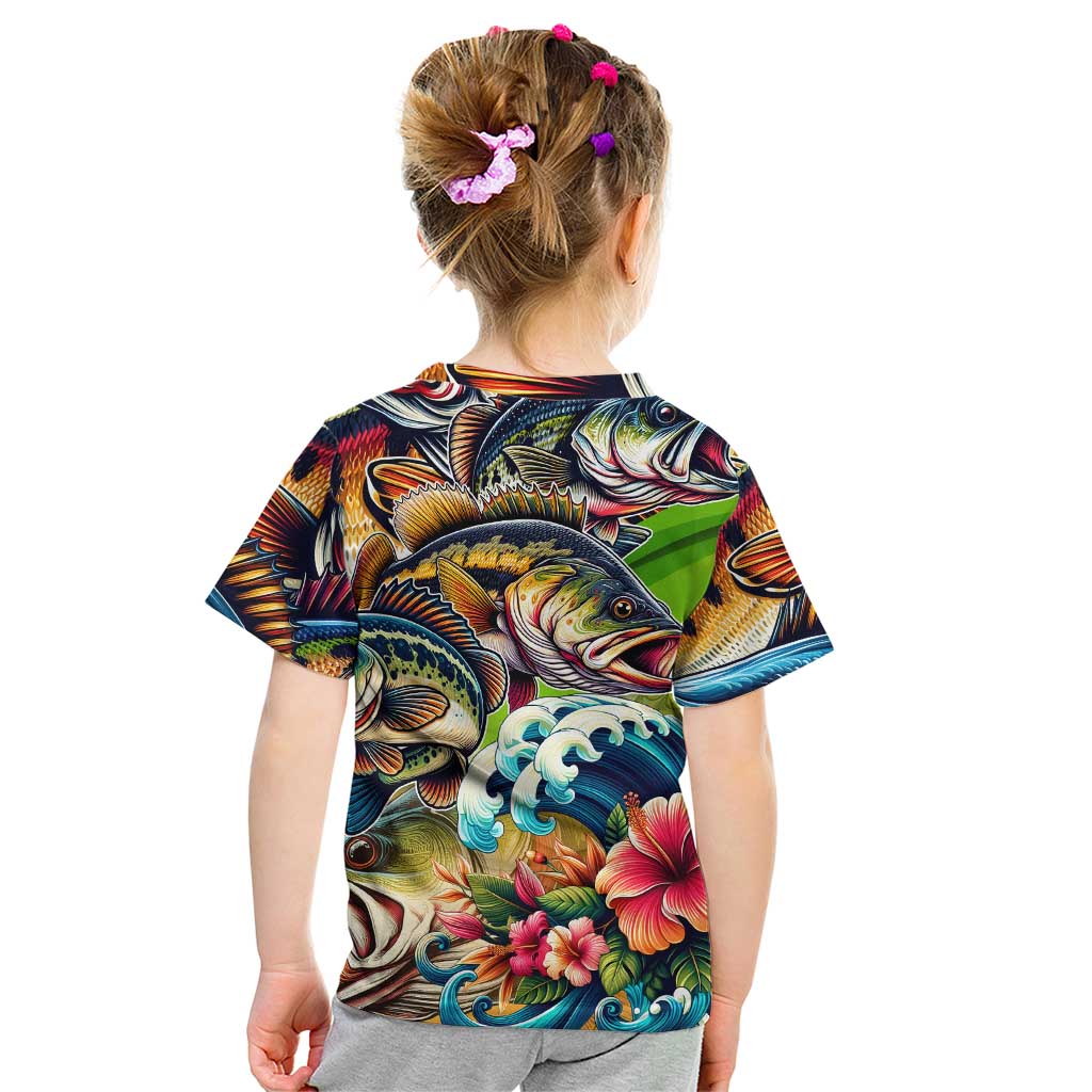 Bass Fishing Kid T Shirt Tropical Explosion Angler Design - Wonder Print Shop
