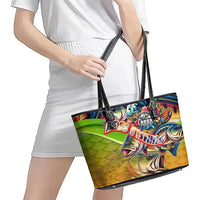 Bass Fishing Leather Tote Bag Tropical Explosion Angler Design - Wonder Print Shop