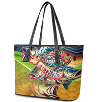 Bass Fishing Leather Tote Bag Tropical Explosion Angler Design - Wonder Print Shop