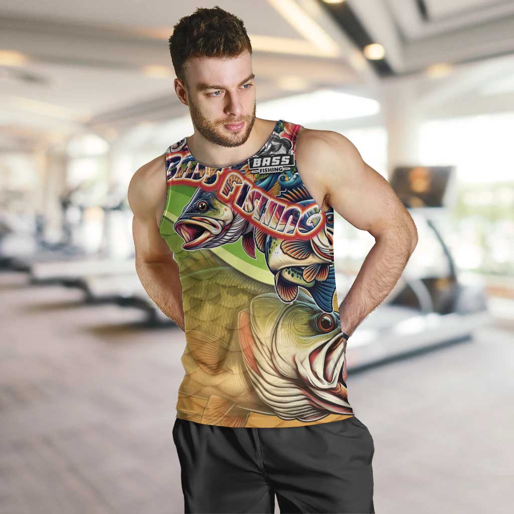 Bass Fishing Men Tank Top Tropical Explosion Angler Design - Wonder Print Shop