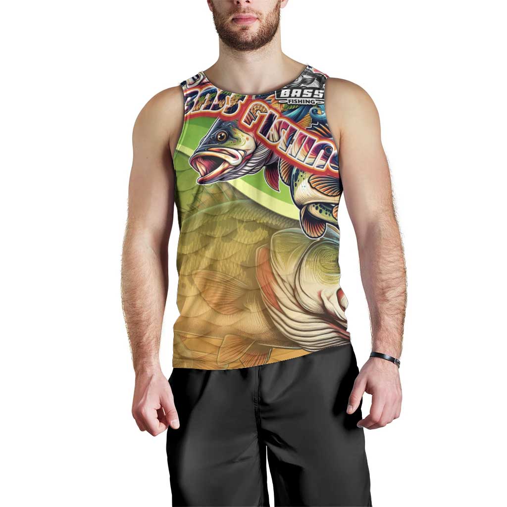 Bass Fishing Men Tank Top Tropical Explosion Angler Design - Wonder Print Shop