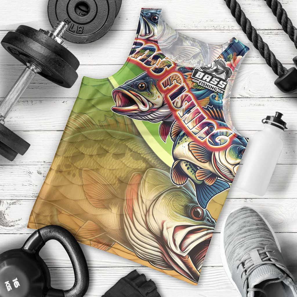 Bass Fishing Men Tank Top Tropical Explosion Angler Design - Wonder Print Shop