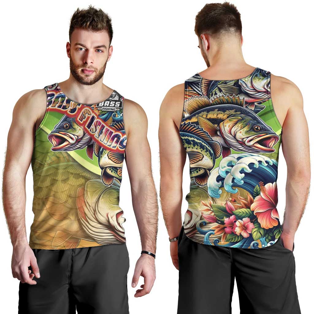 Bass Fishing Men Tank Top Tropical Explosion Angler Design - Wonder Print Shop
