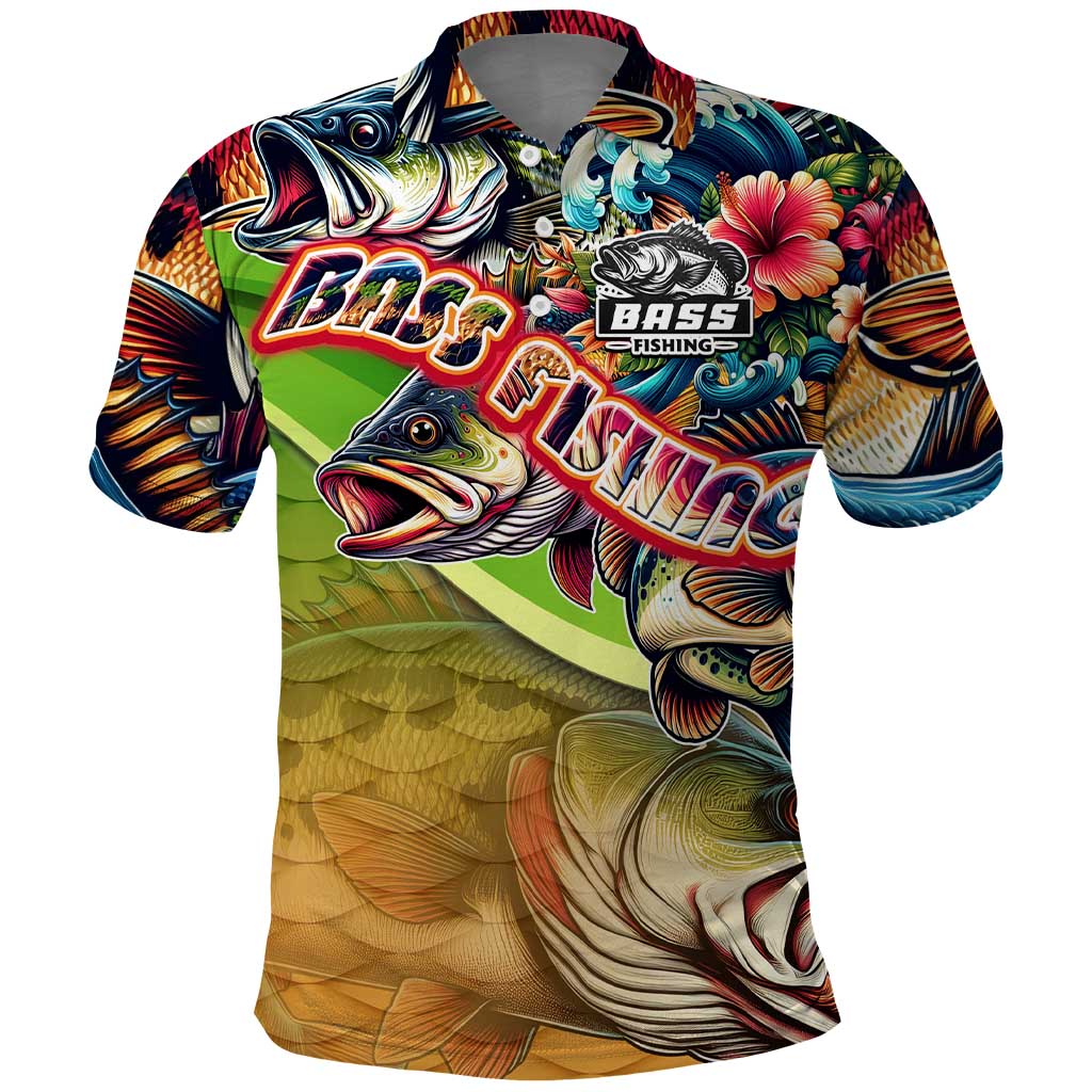 Bass Fishing Polo Shirt Tropical Explosion Angler Design - Wonder Print Shop