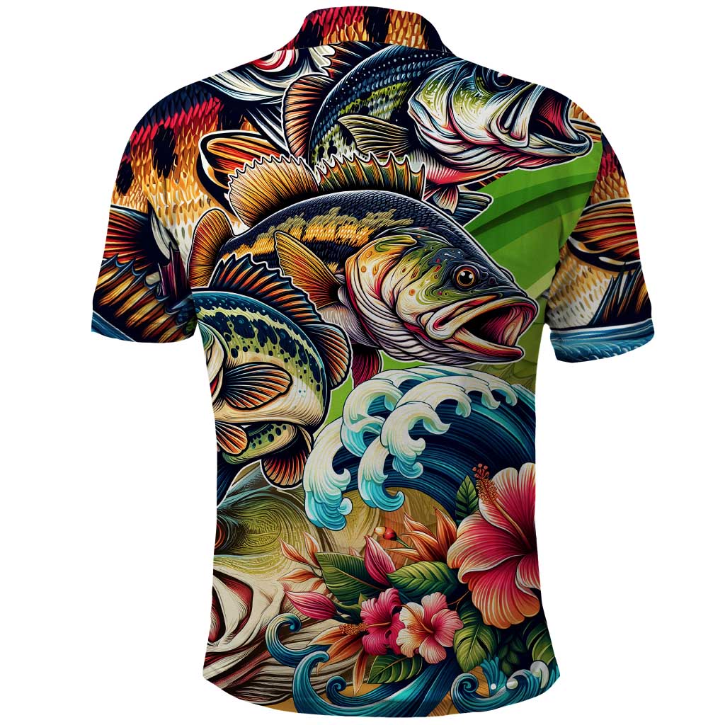 Bass Fishing Polo Shirt Tropical Explosion Angler Design - Wonder Print Shop