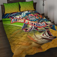 Bass Fishing Quilt Bed Set Tropical Explosion Angler Design - Wonder Print Shop