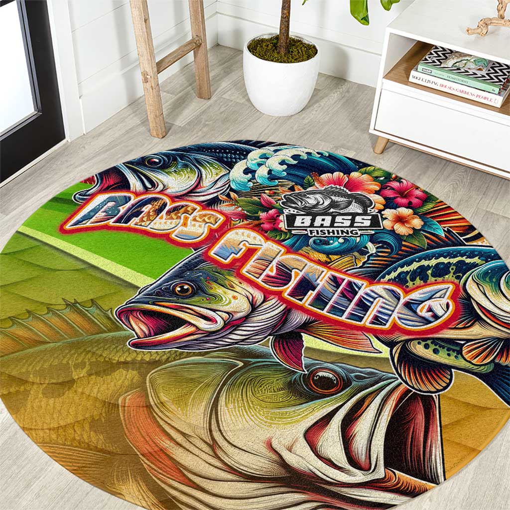 Bass Fishing Round Carpet Tropical Explosion Angler Design - Wonder Print Shop