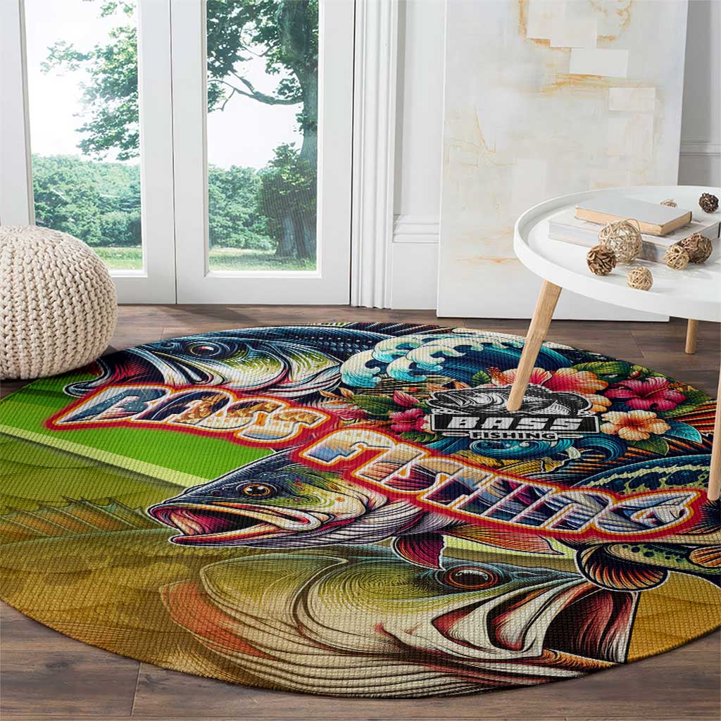 Bass Fishing Round Carpet Tropical Explosion Angler Design - Wonder Print Shop
