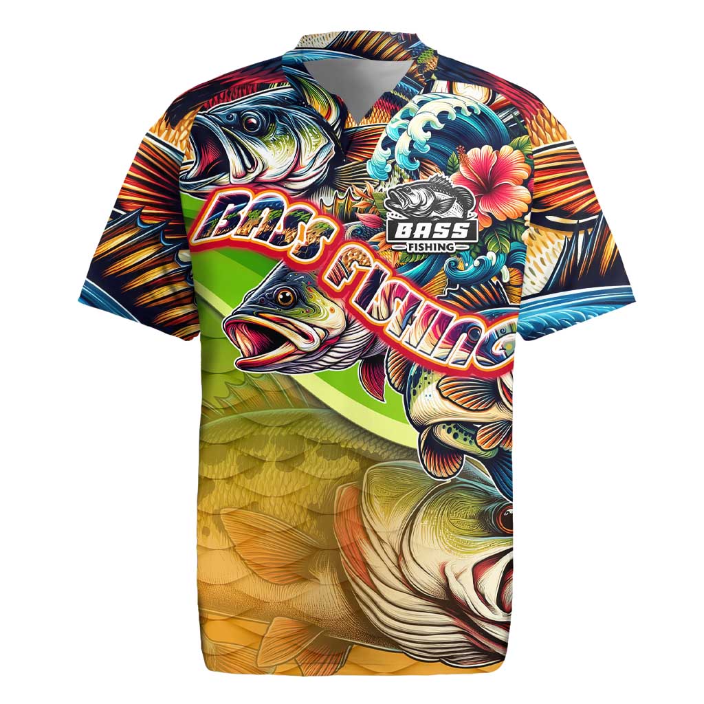 Bass Fishing Rugby Jersey Tropical Explosion Angler Design - Wonder Print Shop