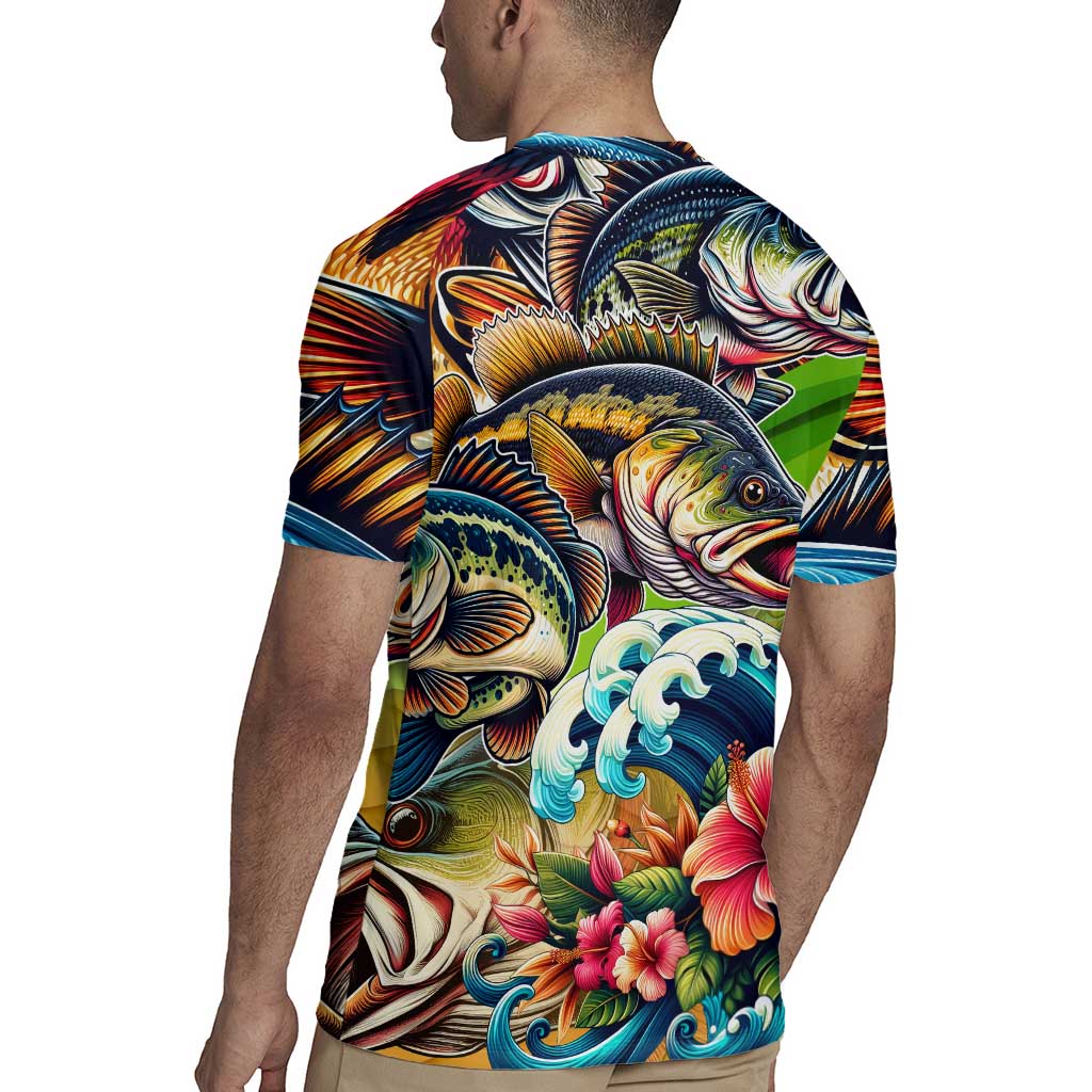 Bass Fishing Rugby Jersey Tropical Explosion Angler Design - Wonder Print Shop