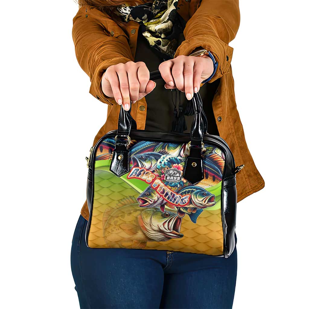 Bass Fishing Shoulder Handbag Tropical Explosion Angler Design - Wonder Print Shop
