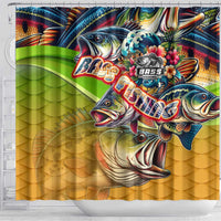 Bass Fishing Shower Curtain Tropical Explosion Angler Design - Wonder Print Shop