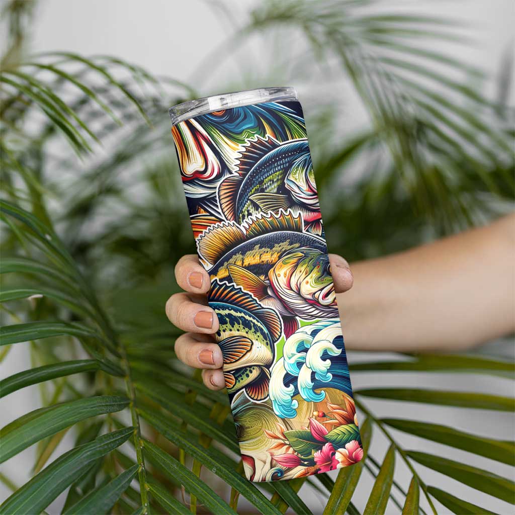Bass Fishing Skinny Tumbler Tropical Explosion Angler Design - Wonder Print Shop