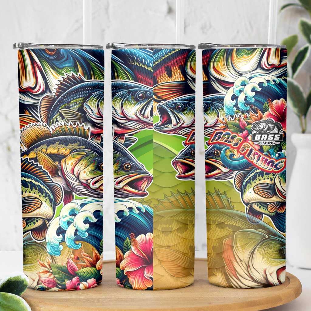 Bass Fishing Skinny Tumbler Tropical Explosion Angler Design - Wonder Print Shop