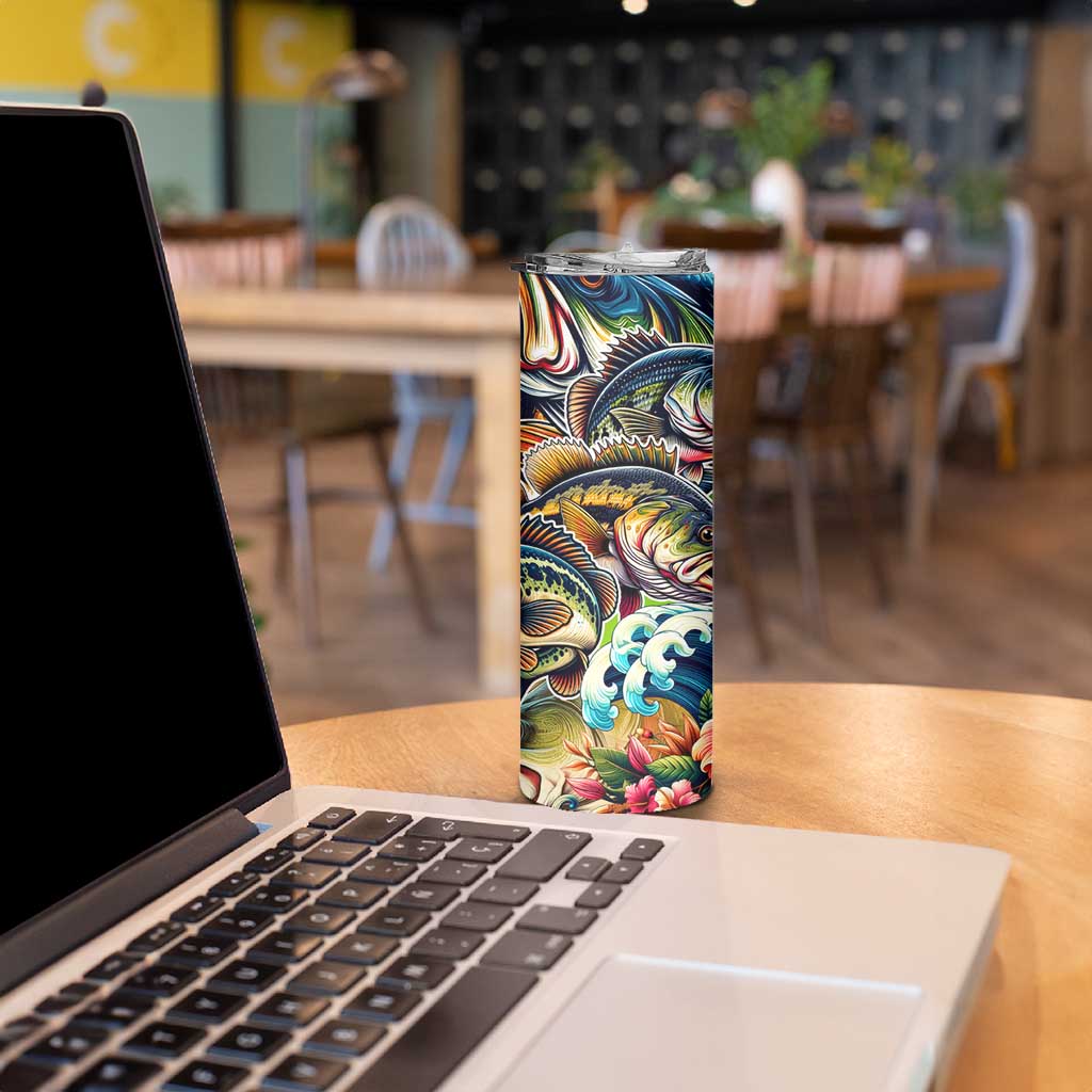 Bass Fishing Skinny Tumbler Tropical Explosion Angler Design - Wonder Print Shop