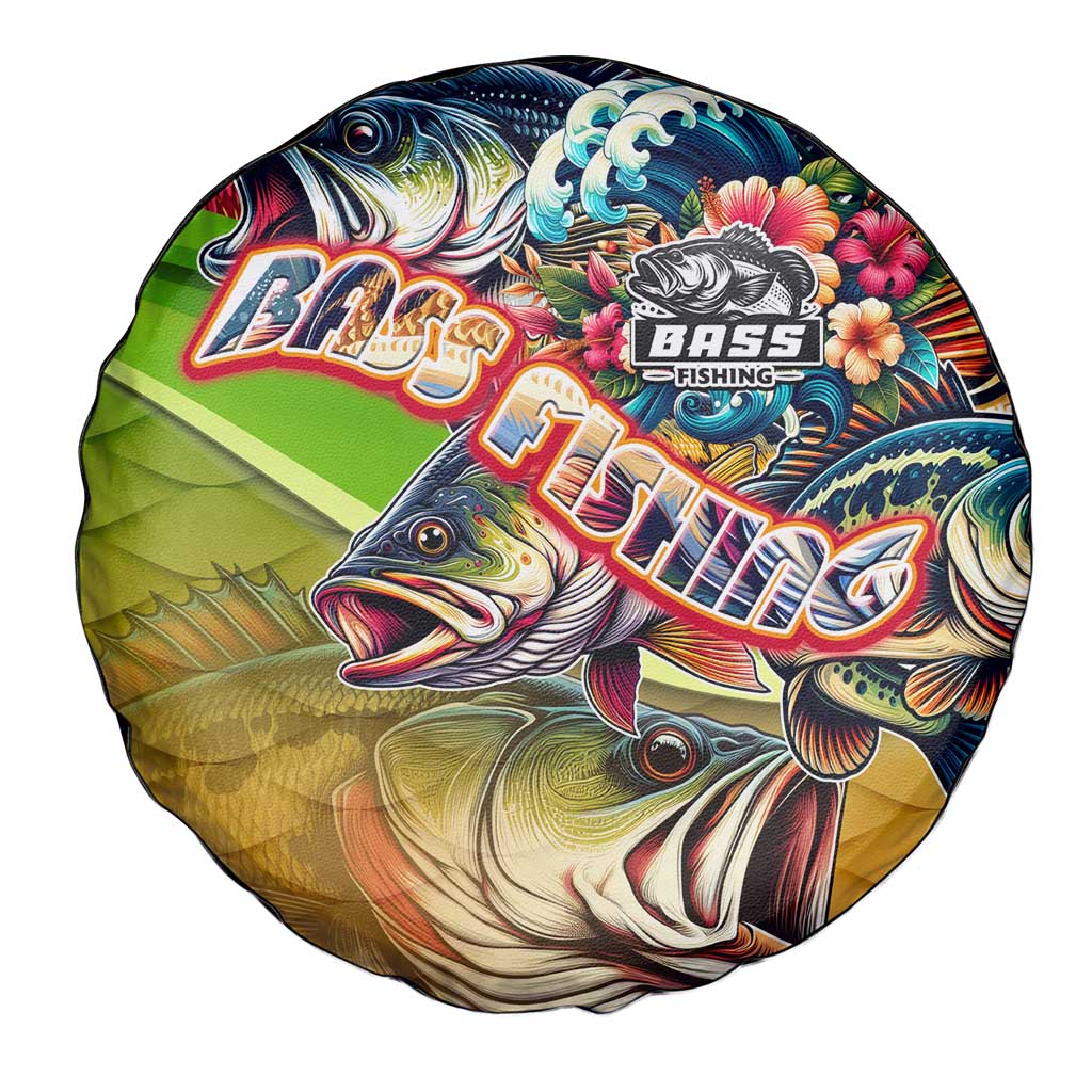 Bass Fishing Spare Tire Cover Tropical Explosion Angler Design - Wonder Print Shop