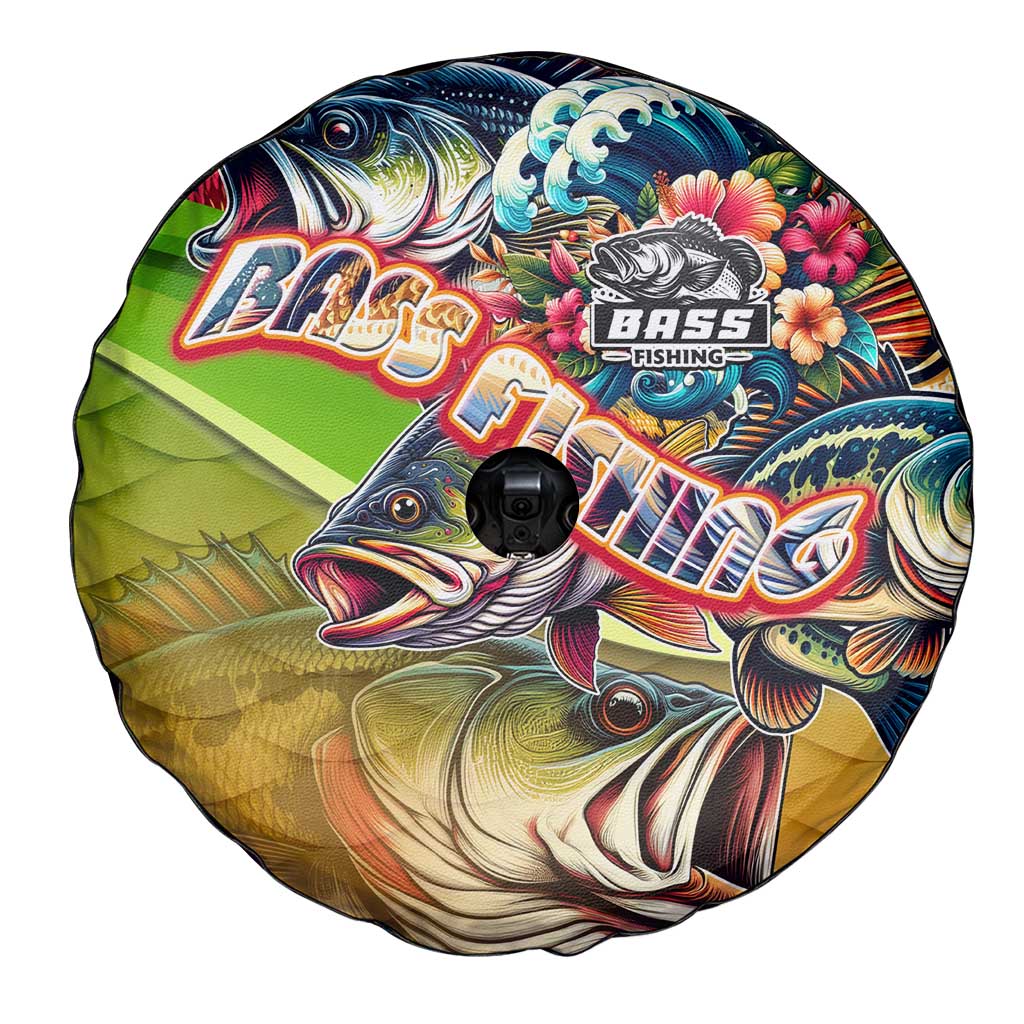 Bass Fishing Spare Tire Cover Tropical Explosion Angler Design - Wonder Print Shop
