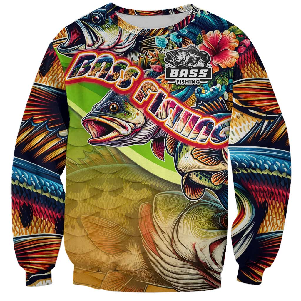 Bass Fishing Sweatshirt Tropical Explosion Angler Design - Wonder Print Shop