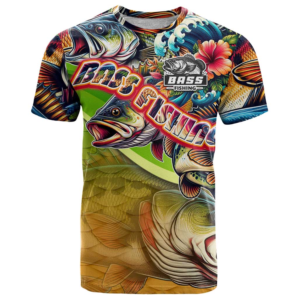 Bass Fishing T Shirt Tropical Explosion Angler Design - Wonder Print Shop