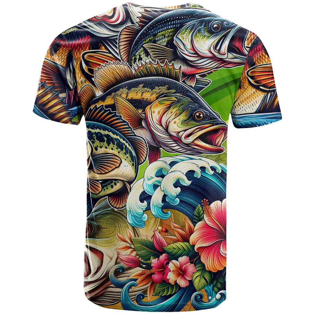 Bass Fishing T Shirt Tropical Explosion Angler Design - Wonder Print Shop