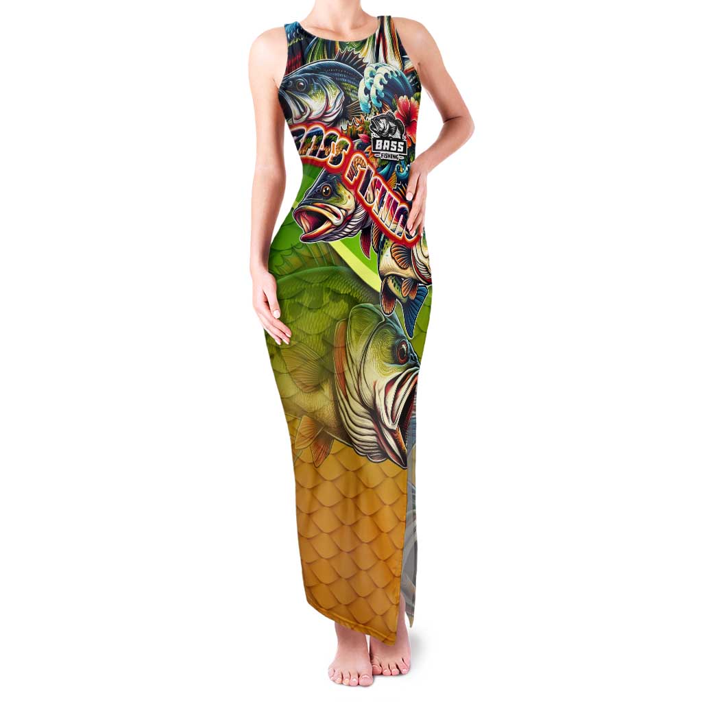 Bass Fishing Tank Maxi Dress Tropical Explosion Angler Design - Wonder Print Shop